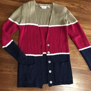 vintage 80s linen blend cardigan sweater S granny preppy